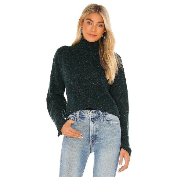 Autumn Cashmere Boxy Mock Neck Sweater in Fir Green XSmall New - Picture 8 of 8